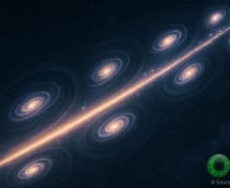 Ilustração de carrossel de galáxias no Universo