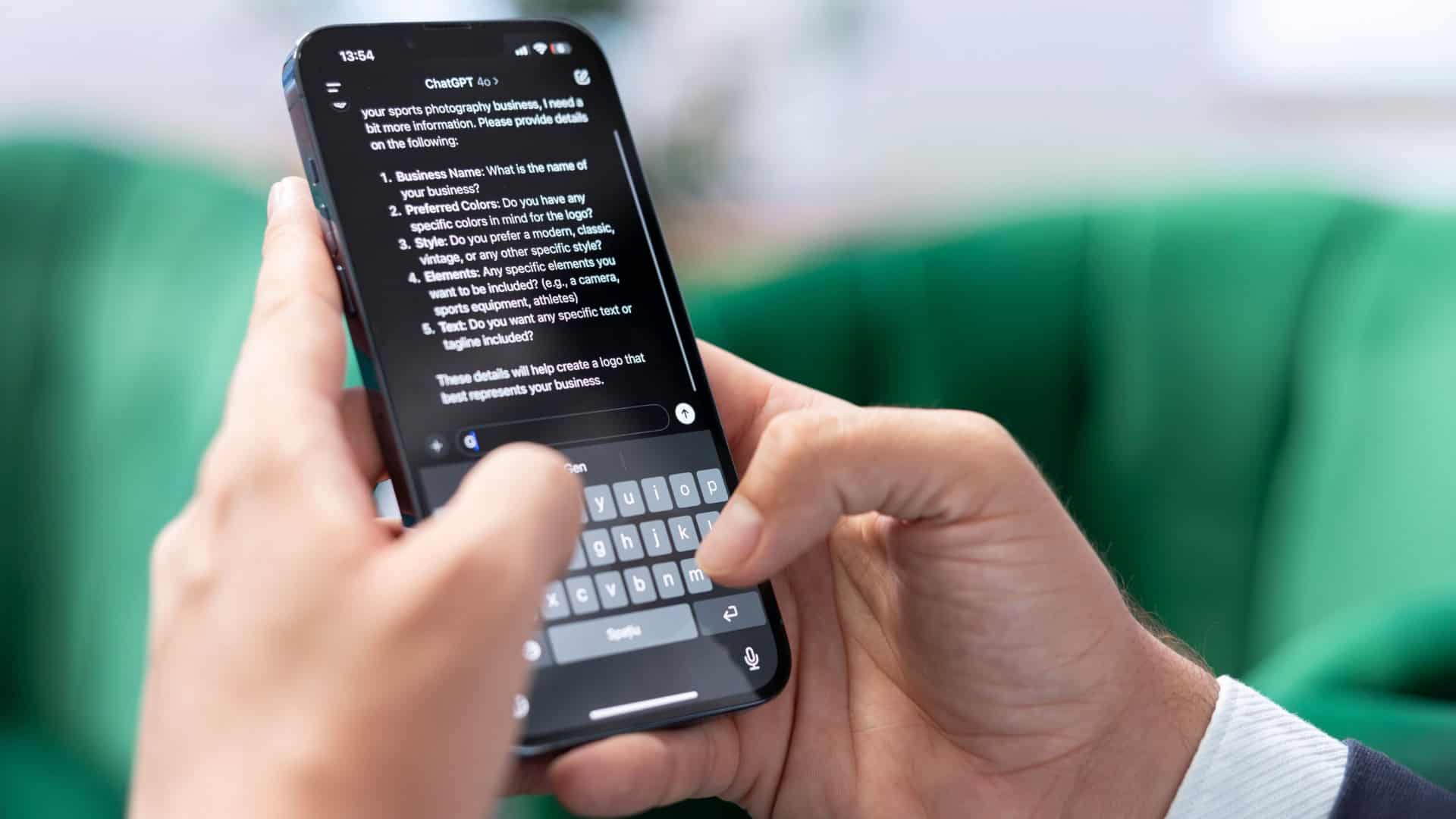 Pessoa conversando com ChatGPT no iPhone