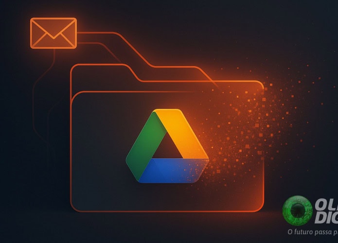 Ilustração de e-mail deletando Google Drive em navegador de inteligência artificial (IA)