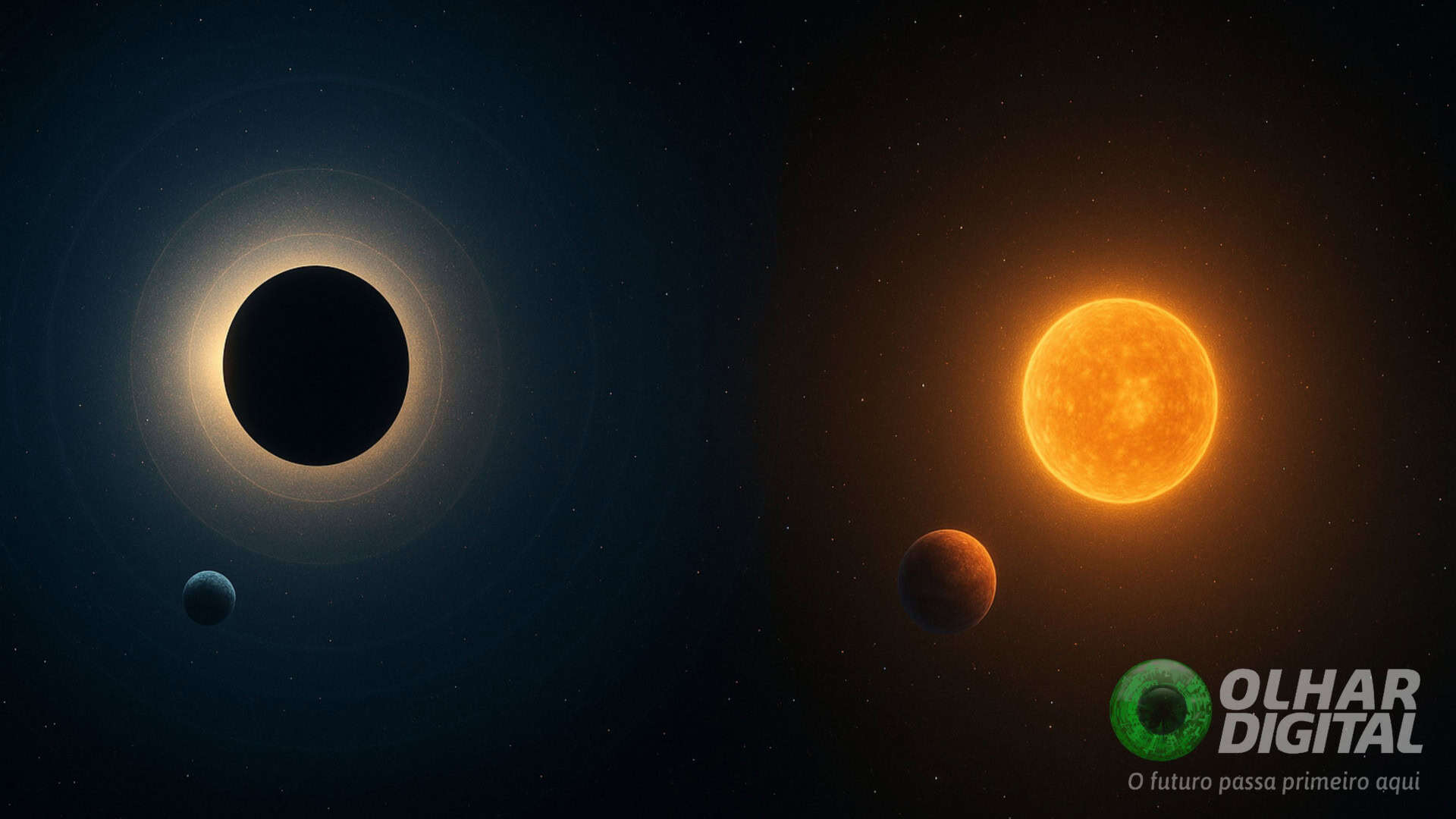 Ilustração de planeta e estrela anã-marrom descobertos por meio do Telescópio Subaru no programa OASIS