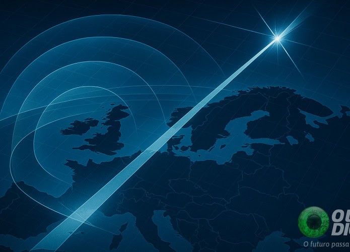 Ilustração de sistema Arrow 3 da Alemanha protegendo a Europa