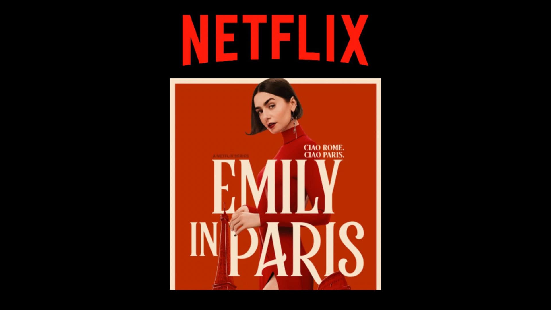 Montagem com pôster da quinta temporada de Emily em Paris, série original da Netflix