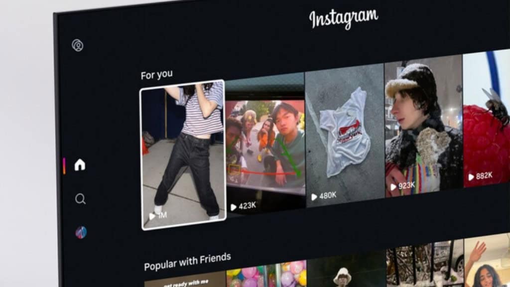 Página inicial do aplicativo do Instagram para assistir Reels em smart TVs