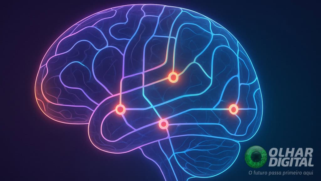 Ilustração de visão raio-x de cérebro mostrando um mapa dentro dele