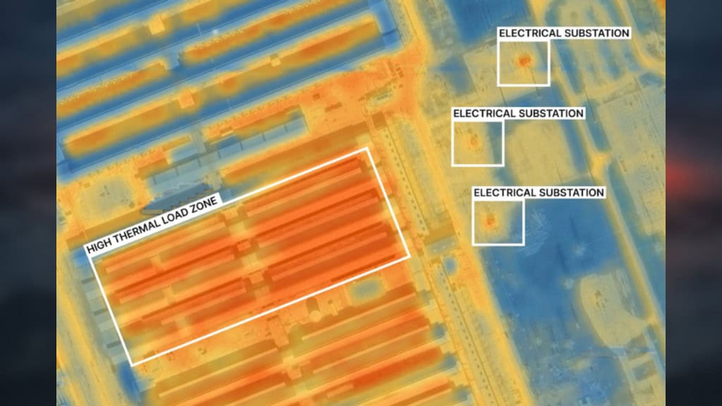 Imagem térmica de data center capturada por satélite
