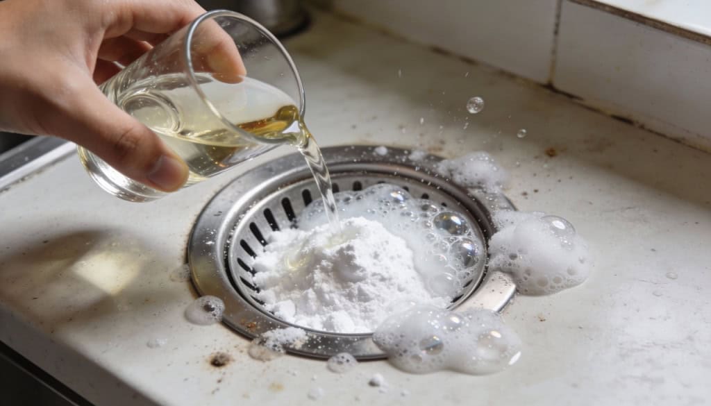 A mistura de bicarbonato de sódio e vinagre na limpeza para eliminar cheiro ruim e entupimentos da pia em minutos