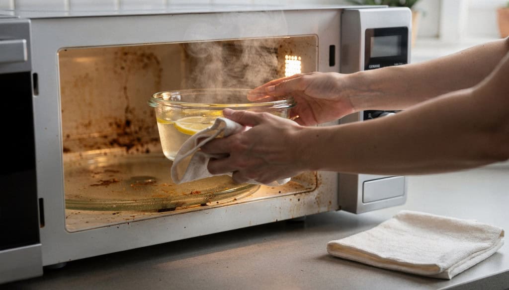Esse truque com um simples limão limpa o micro-ondas em cinco minutos