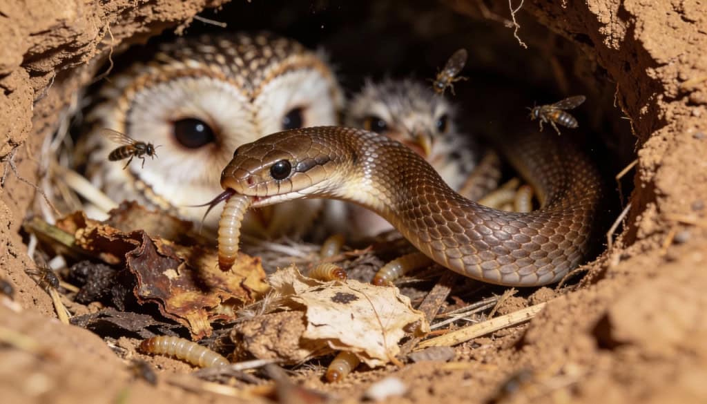 O motivo curioso das corujas manterem cobras cegas como babás de seus filhotes
