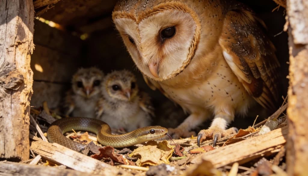 O motivo curioso das corujas manterem cobras cegas como babás de seus filhotes
