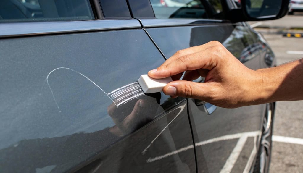 O truque da borracha que tira aquele risco feio da pintura do seu carro ou moto na hora
