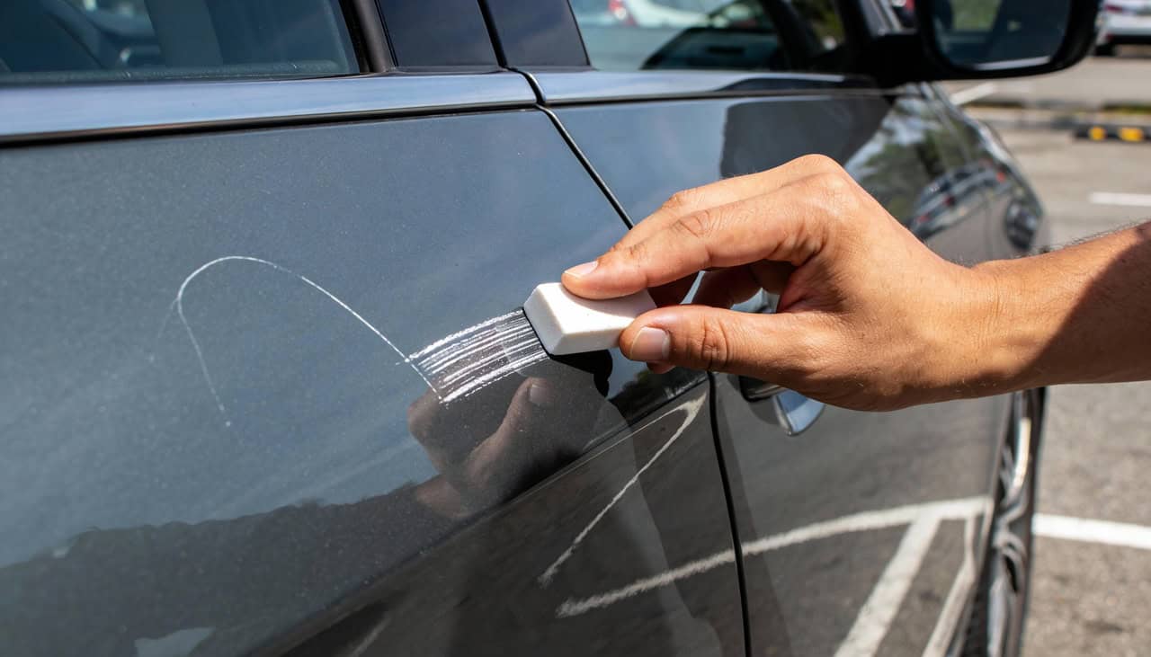 O truque da borracha que tira aquele risco feio da pintura do seu carro ou moto na hora