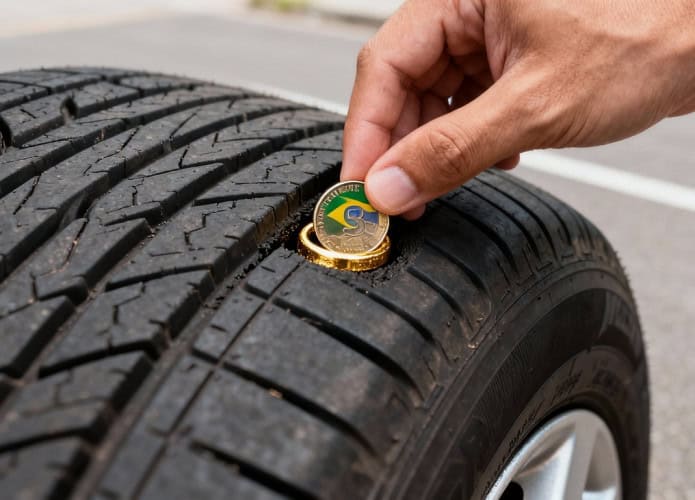 Como saber a hora exata de trocar o pneu usando apenas uma moeda de 1 real