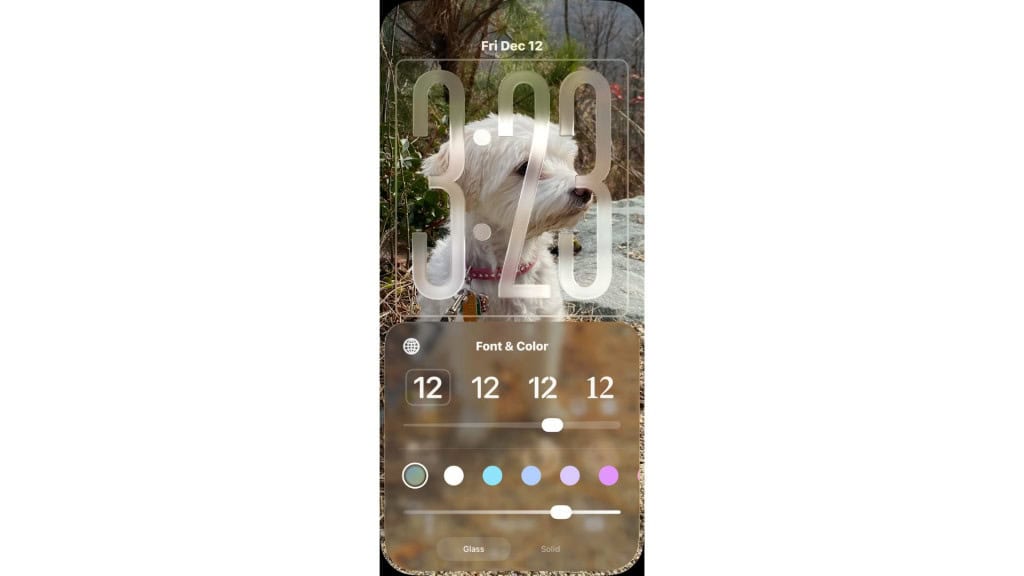 Captura de tela mostrando novo ajuste no Liquid Glass na tela de bloqueio do iOS 26.2