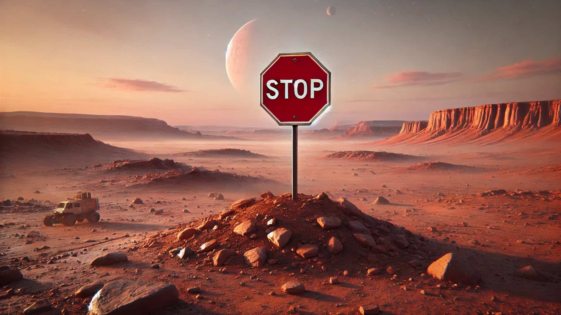 representação de uma área de pouso proibida em marte