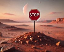 representação de uma área de pouso proibida em marte