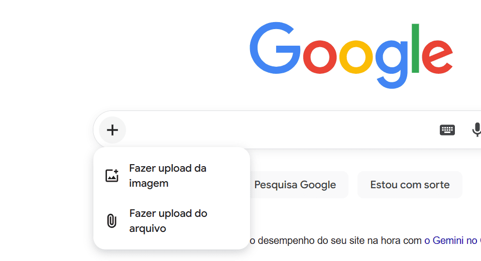 Detalhe das opções contidas no ícone de "mais"