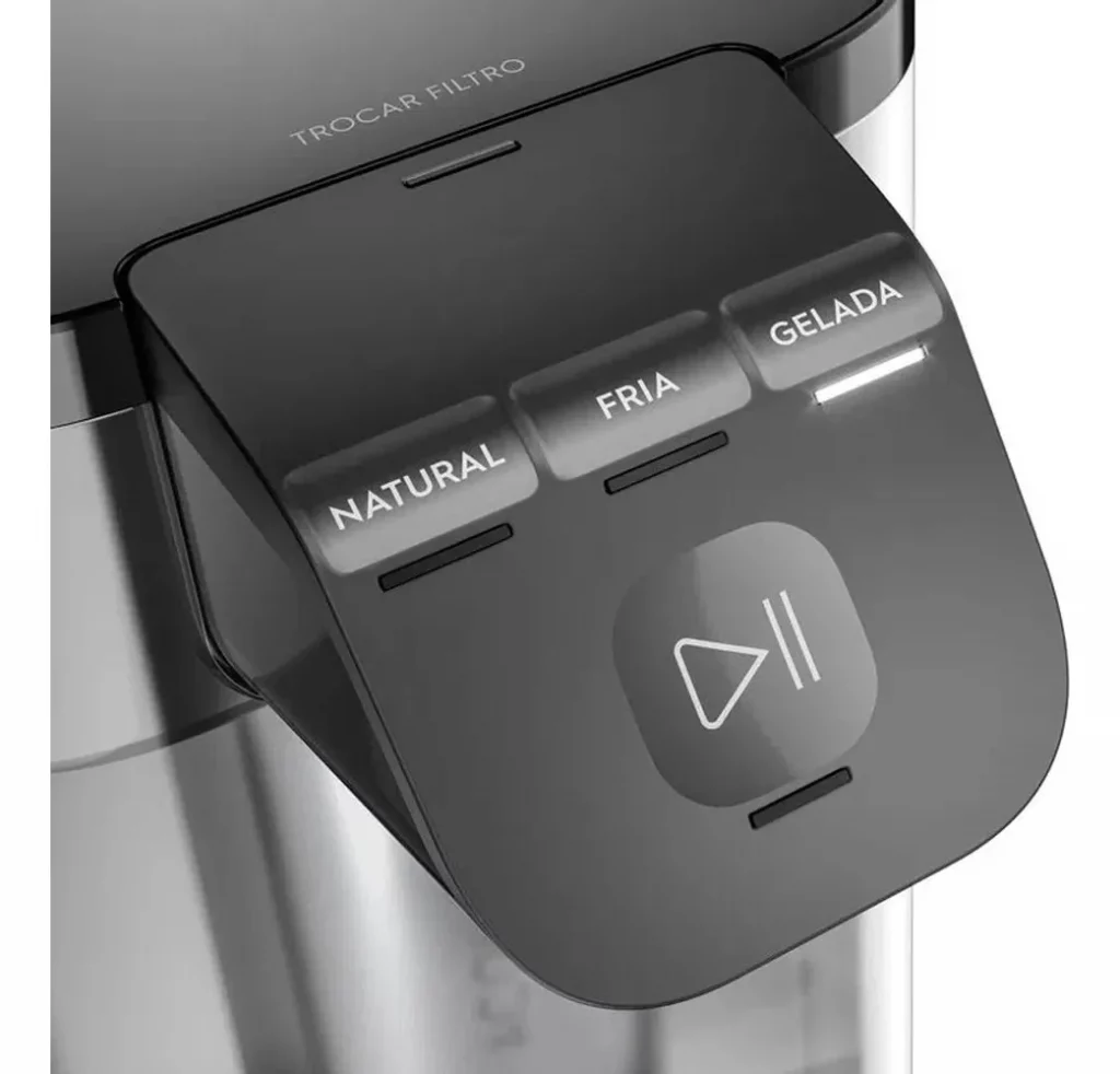 Detalhe dos botões touch do purificador