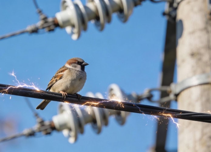 Por que os pássaros não tomam choque nos fios elétricos?