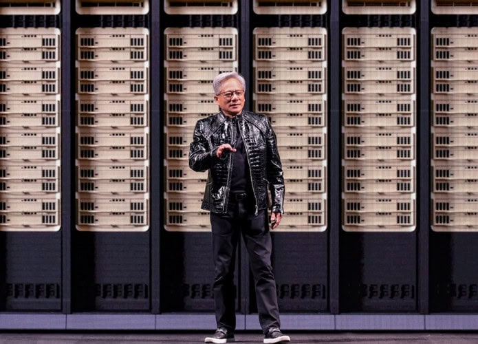 CEO da Nvidia, Jensen Huang, durante keynote sobre Vera Rubin na CES 2026