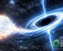 Ilustração de buraco negro sugando e destruindo estrela no espaço