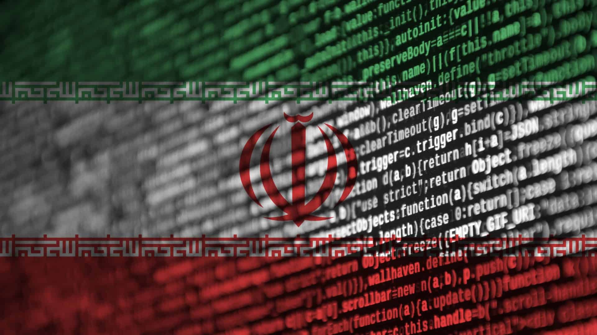 Ilustração de bandeira do Irã feita com códigos de programação