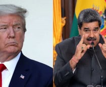 Montagem com fotos de Donald Trump e Nicolás Maduro