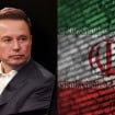 Montagem com imagens de Elon Musk e ilustração de bandeira do Irã feita com códigos de programação