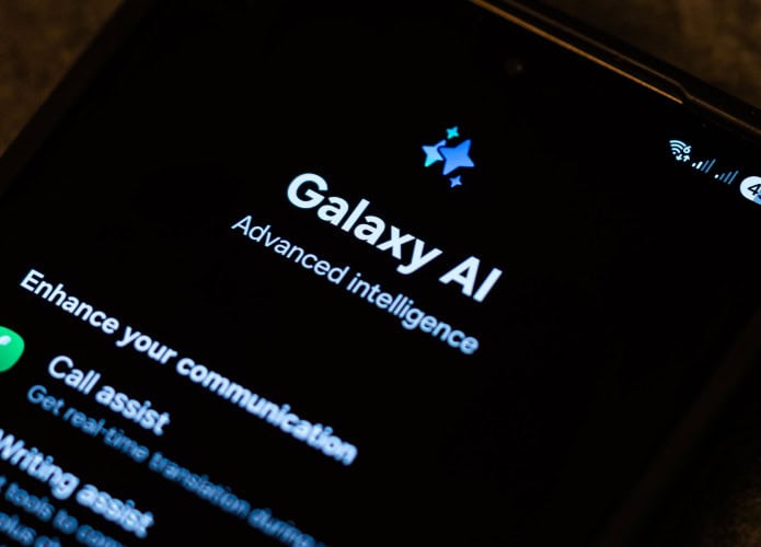Tela sobre Galaxy AI em celular da Samsung