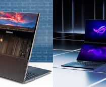 Montagem com imagens de notebooks mostrados na CES 2026