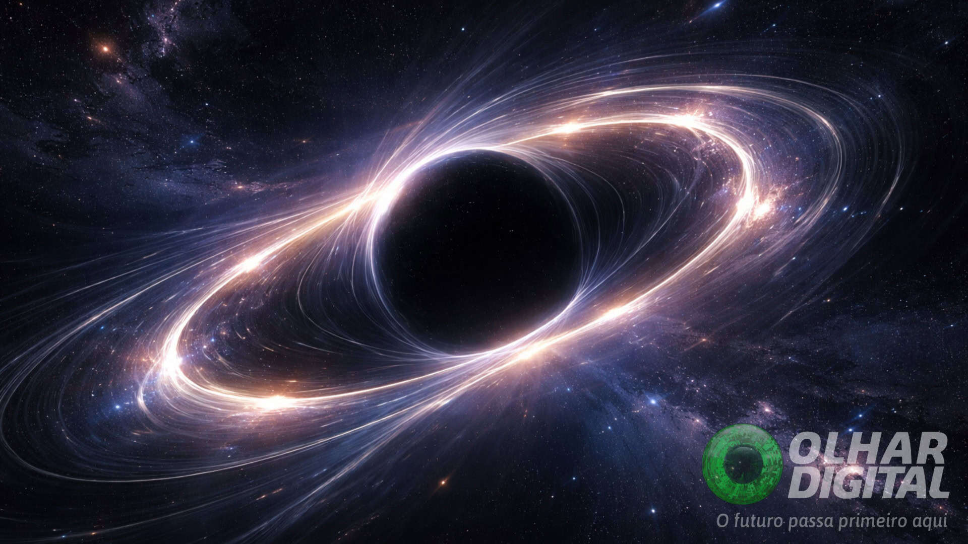 Ilustração de objeto escuro com buraco negro no meio