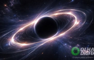 Ilustração de objeto escuro com buraco negro no meio