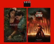Montagem com pôsteres dos filmes Hamnet e Extermínio: O Templo dos Ossos, que estreiam nos cinemas