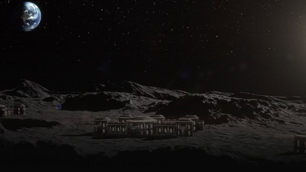 Ilustração de hotel da GRU Space na Lua