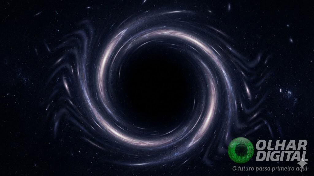 Ilustração de objeto escuro com buraco negro no meio