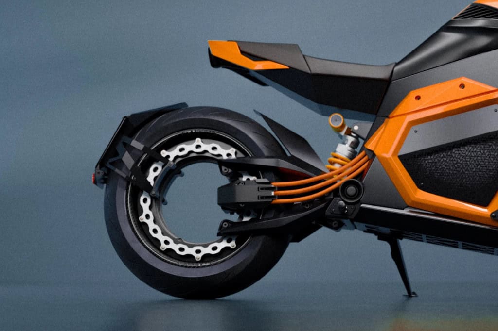 Roda traseira da moto elétrica