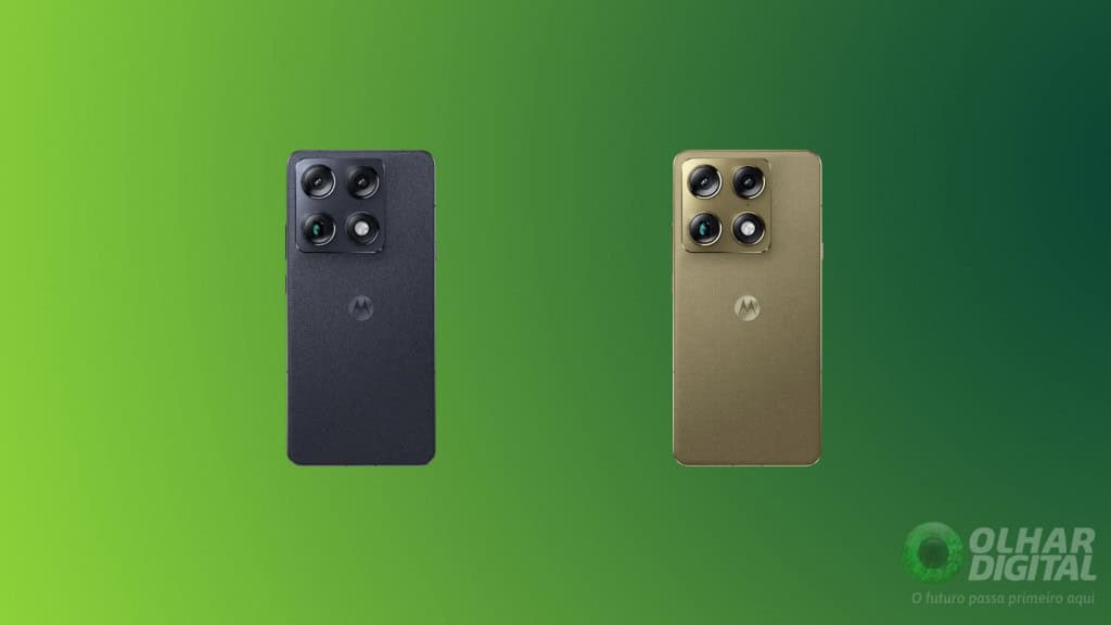 Disponível nas cores exclusivas Pantone Carbon e Martini Olive, o Motorola Signature troca a traseira de vidro por um acabamento texturizado inspirado em linho e sarja