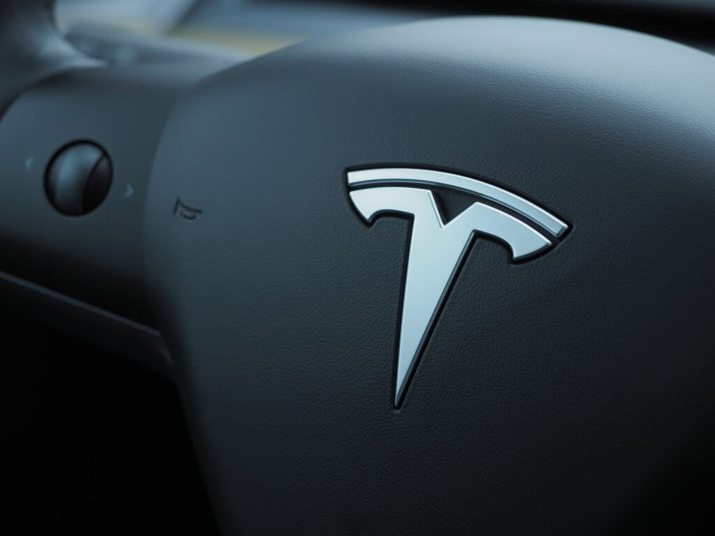 volante de um veículo da marca Tesla