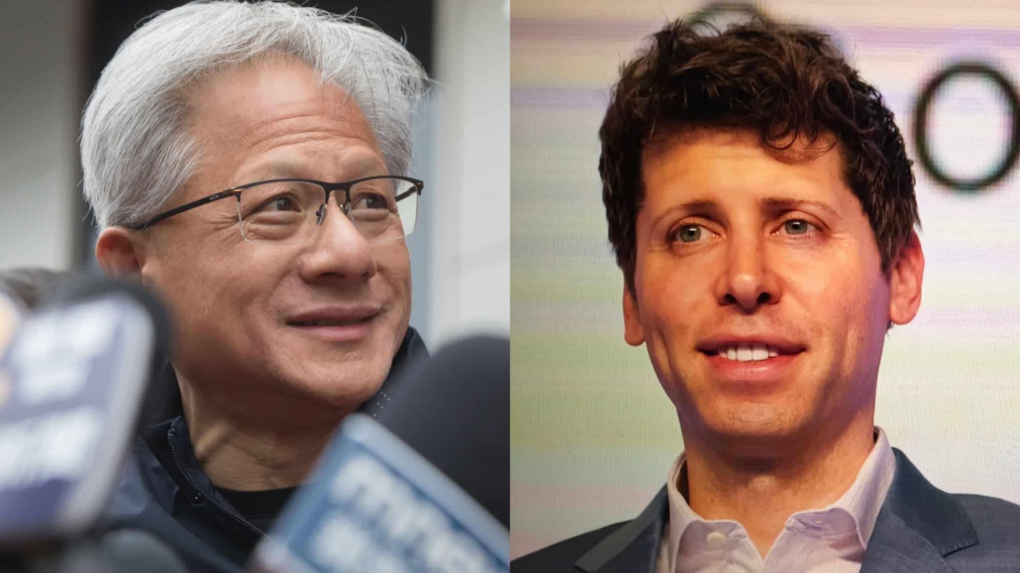 Montagem com fotos do CEO da Nvidia, Jensen Huang, e CEO da OpenAI, Sam Altman