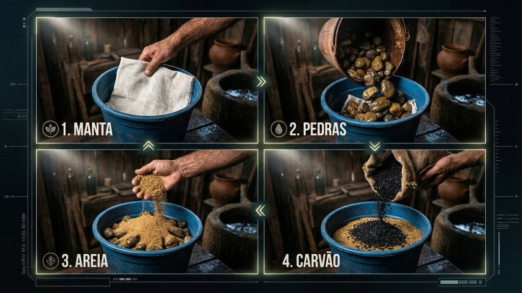 Com um balde e carvão você pode fazer milagres na água da sua casa