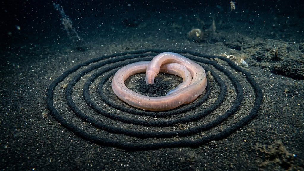 O estranho animal do fundo do mar que cria verdadeiras obras de arte em forma de espiral parecendo molas submarinas
