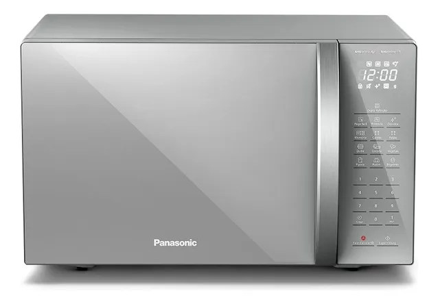 Micro-ondas Panasonic em oferta: modelo em inox com 34 litros O Panasonic NN-ST67LSRU possui espaço interno de 34 litros, permitindo acomodar recipientes de diferentes tamanhos para aquecimento ou preparo de alimentos. Essa capacidade é adequada para uso em cozinhas domésticas e preparo de refeições do dia a dia. Micro-ondas Panasonic em oferta: modelo em inox com 34 litros