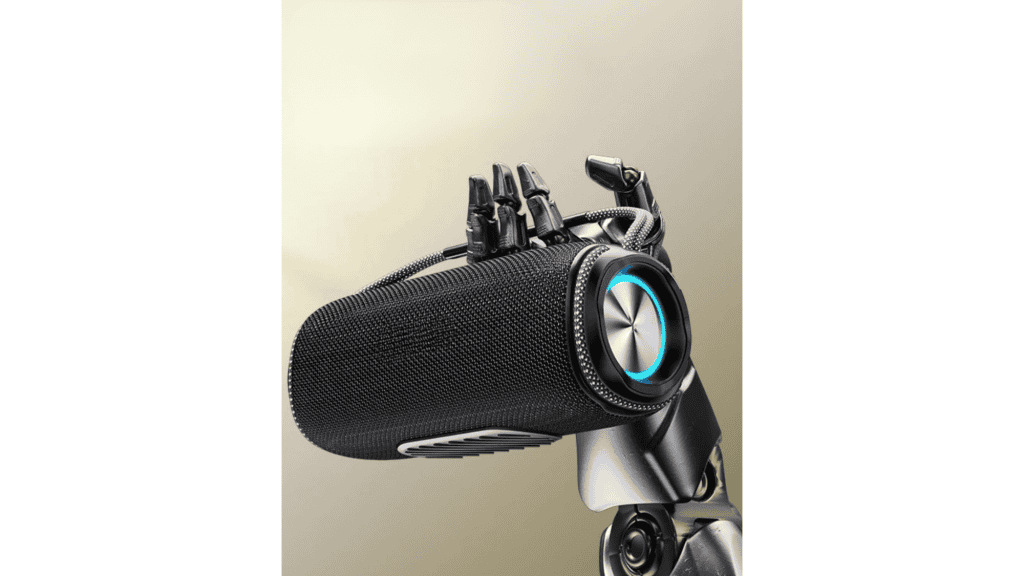 Caixa de som portátil em oferta: bateria para o dia todo e alça para levar onde quiser