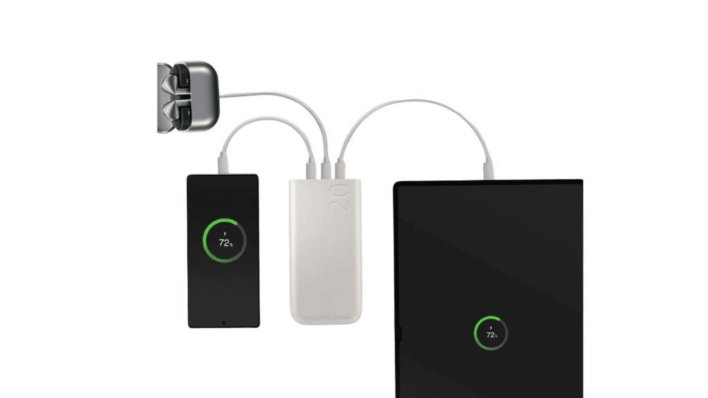 Não fique sem bateria: power bank com 20.000 mAh em oferta Esse power bank se destaca por oferecer uma combinação poderosa de capacidade, velocidade e versatilidade. Com 20.000mAh de capacidade, ele consegue carregar smartphones várias vezes antes de precisar ser recarregado. Isso é ideal para quem passa muito tempo fora de casa ou precisa de energia extra em viagens. Não fique sem bateria: power bank com 20.000 mAh em oferta