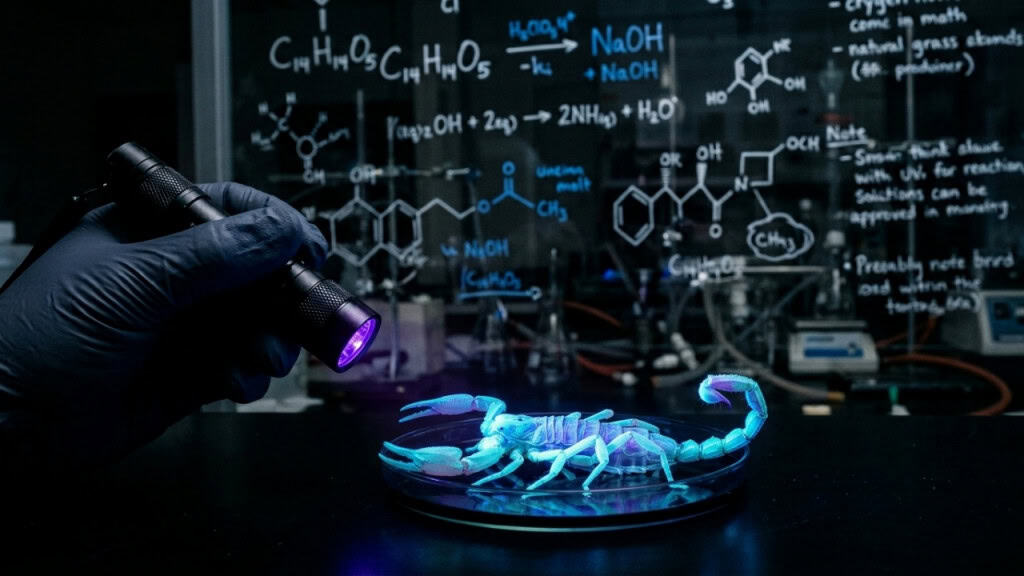 O escorpião que brilha no escuro como se fosse neon