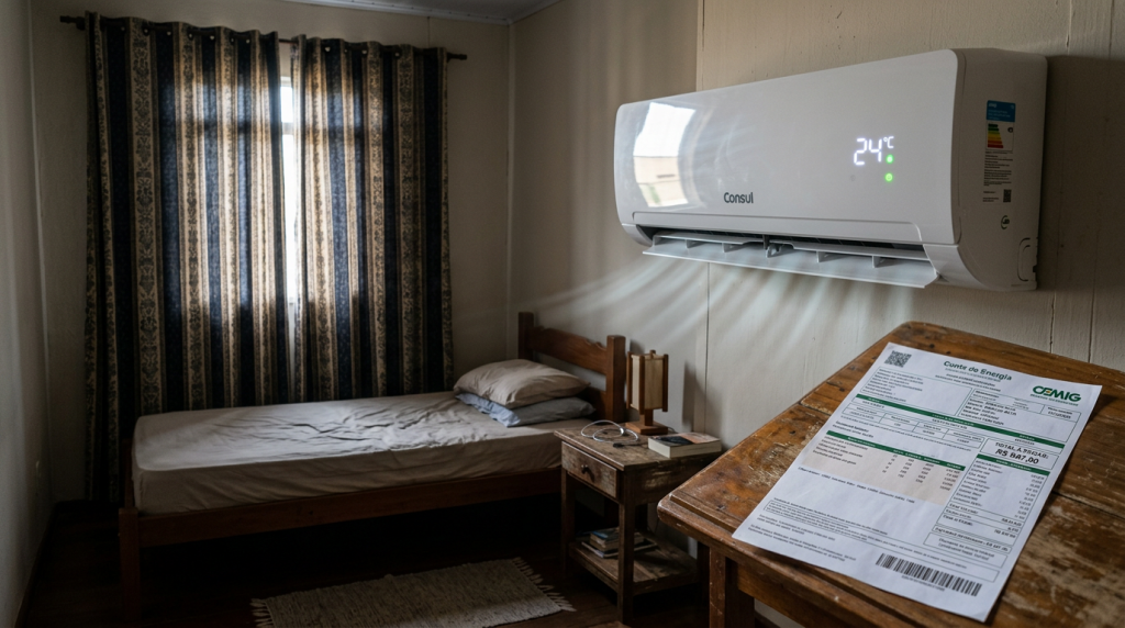 Quanto custa deixar o ar-condicionado ligado 8 horas por dia em 2026?