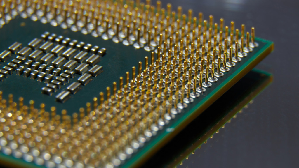 Detalhe de um processador virado para cima