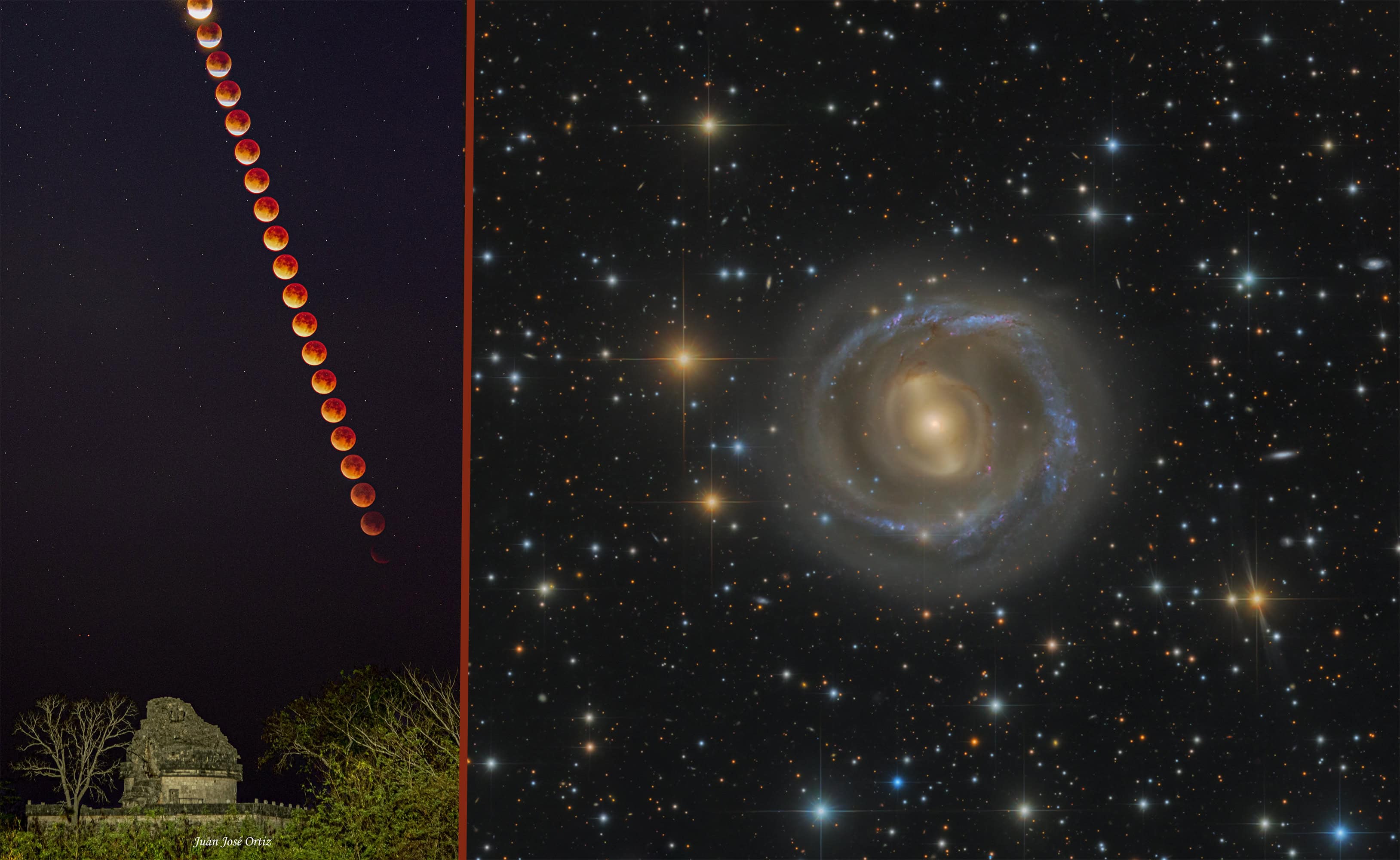 Eclipse Lunar e Galáxia Espiral nas Imagens Astronômicas da Semana