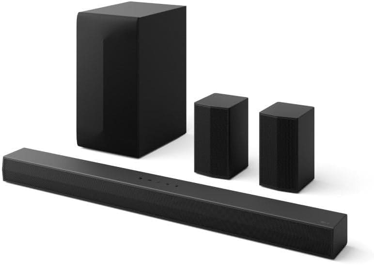 Home Theater Soundbar LG 440W RMS, 5.1 Canais, Bluetooth 5.3, Dolby Digital, Alto-Falantes Traseiros, AI Sound Pro