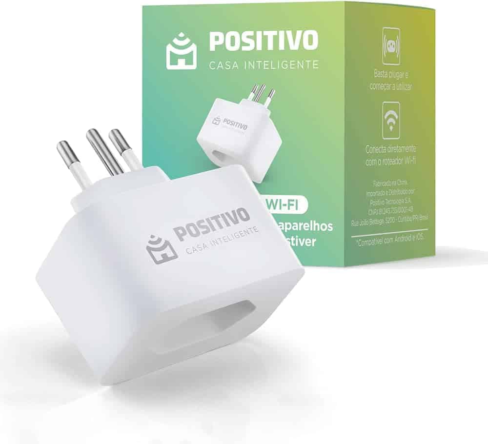 Smart Plug Wi-Fi 10A/1000W, Positivo Casa Inteligente, Ligue ou Desligue seus Eletrodomésticos Através do Celular