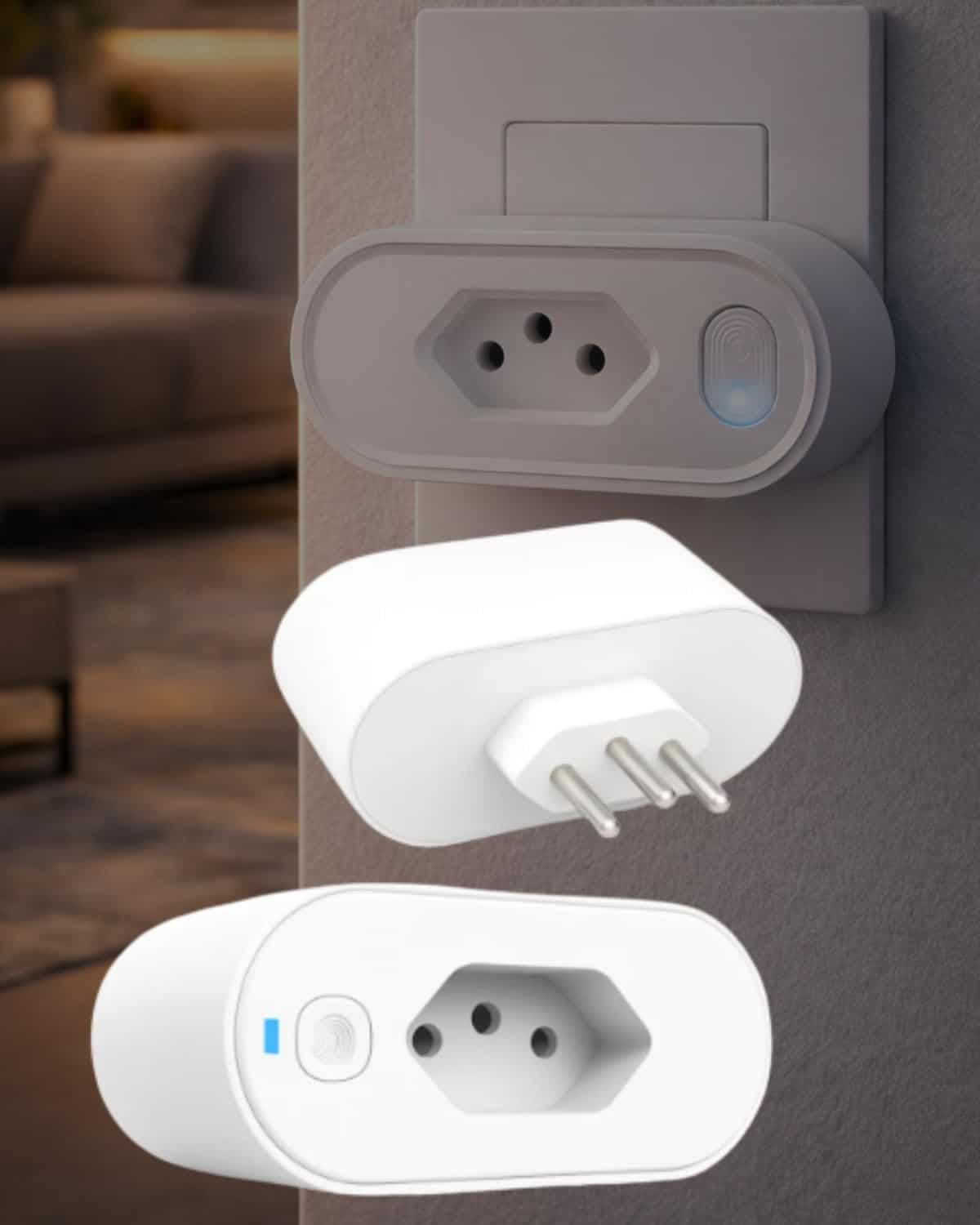 Tomada Inteligente, Conexão Wi-Fi, Smart Plug, Bivolt, 10A, Monitoramento de Consumo